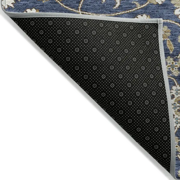 8' X 10' Navy Blue Brown And Ivory Moroccan Washable Indoor Outdoor Area Rug