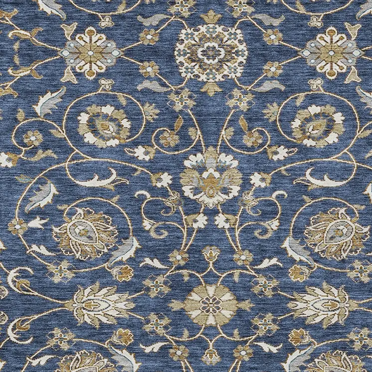 8' X 10' Navy Blue Brown And Ivory Moroccan Washable Indoor Outdoor Area Rug