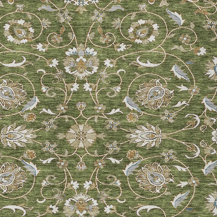 9' X 12' Olive Green Brown And Ivory Moroccan Washable Indoor Outdoor Area Rug