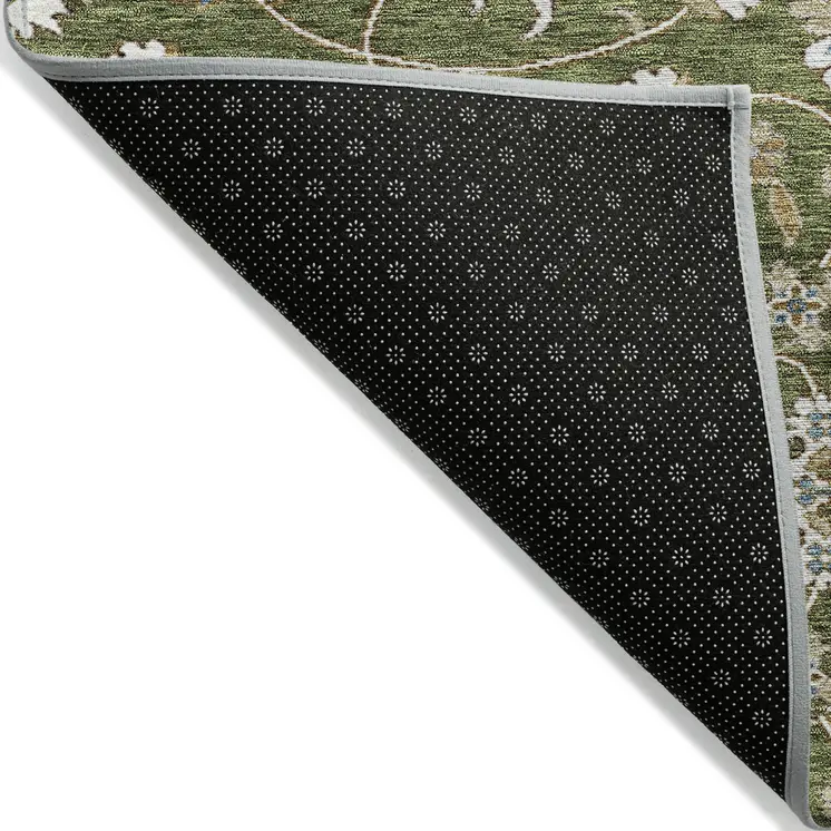 10' X 14' Olive Green Brown And Ivory Moroccan Washable Indoor Outdoor Area Rug