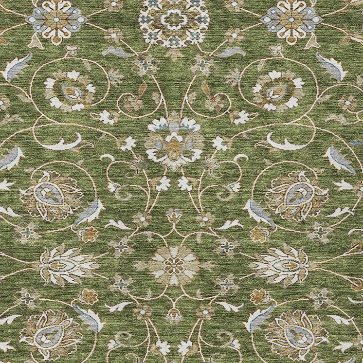 10' X 14' Olive Green Brown And Ivory Moroccan Washable Indoor Outdoor Area Rug
