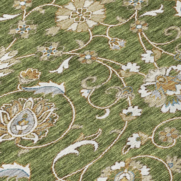 10' X 14' Olive Green Brown And Ivory Moroccan Washable Indoor Outdoor Area Rug