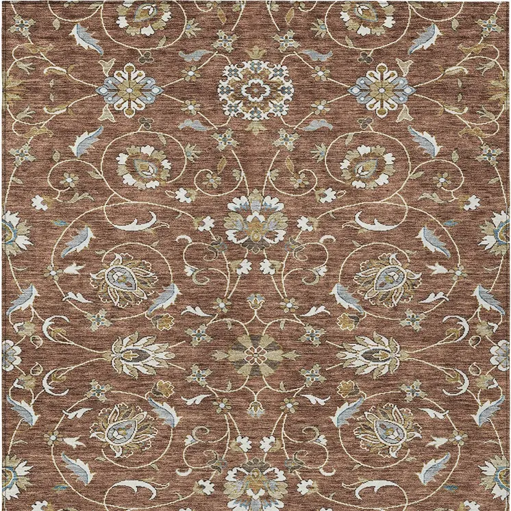 5' X 8' Brown Ivory And Gray Moroccan Washable Indoor Outdoor Area Rug