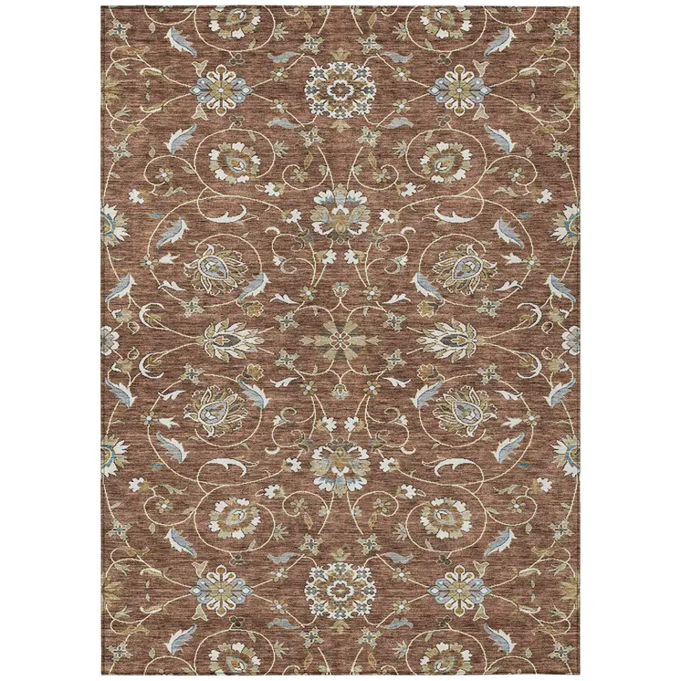 8' X 10' Brown Ivory And Gray Moroccan Washable Indoor Outdoor Area Rug