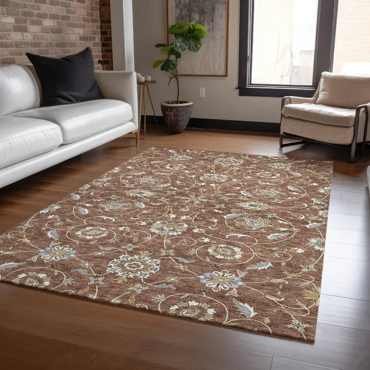 8' X 10' Brown Ivory And Gray Moroccan Washable Indoor Outdoor Area Rug
