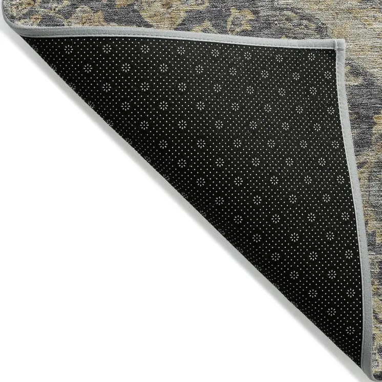 8' X 10' Charcoal Gray And Brown Oriental Washable Indoor Outdoor Area Rug