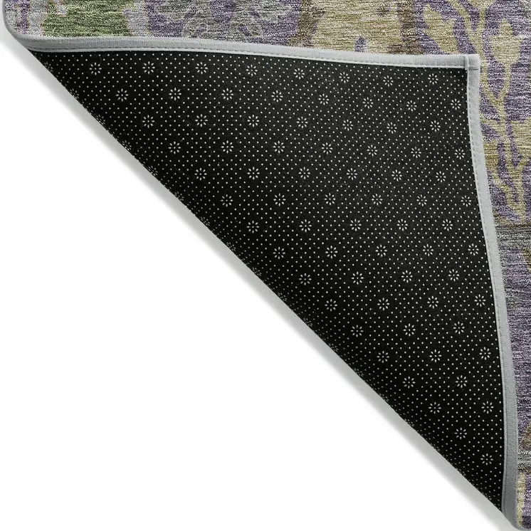 3' X 5' Purple Green And Brown Floral Washable Indoor Outdoor Area Rug