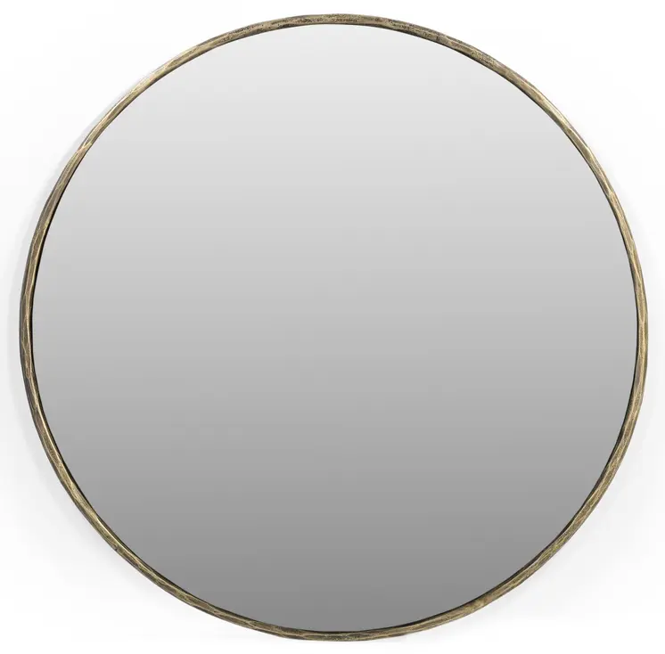 36" Brass Round Iron Framed Accent Mirror