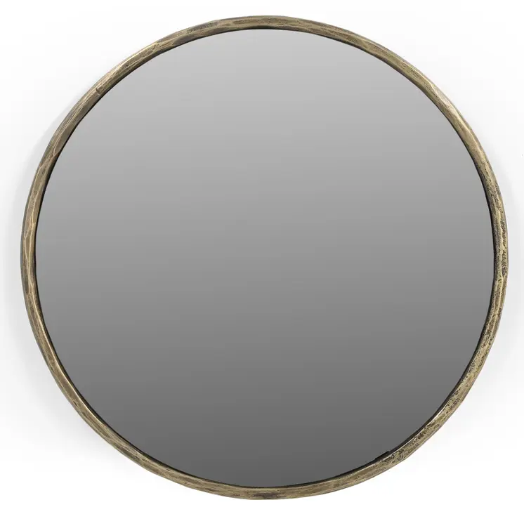 30" Brass Round Iron Framed Accent Mirror
