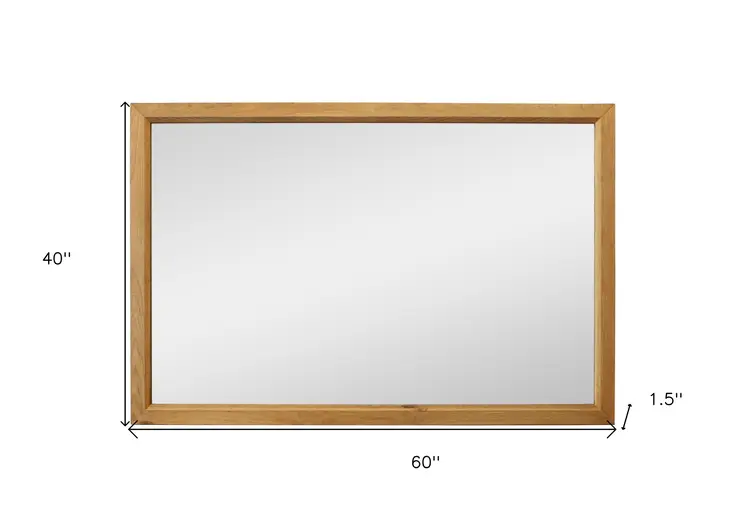 40" Natural Solid Wood Framed Mounted Accent Mirror