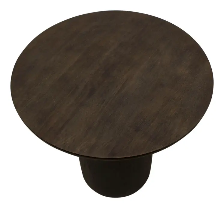 24" Dark Brown Distressed Solid Wood Round Pedestal End Table