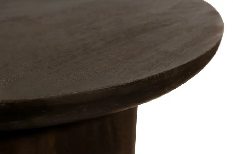 24" Dark Brown Distressed Solid Wood Round Pedestal End Table