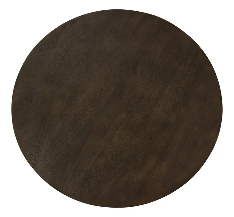 24" Dark Brown Distressed Solid Wood Round Pedestal End Table