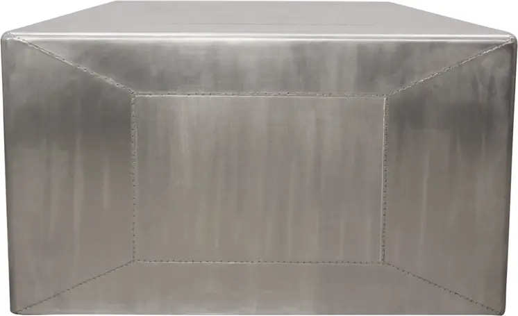 54" Silver Aluminum and Solid Wood Sled Coffee Table