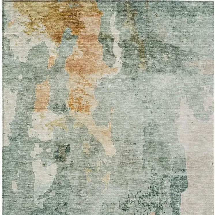 3' X 5' Blue Copper And Gray Abstract Washable Indoor Outdoor Area Rug