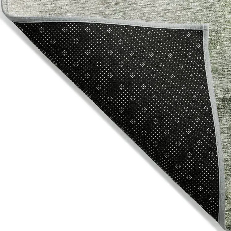 3' X 5' Artichoke Green And Ivory Abstract Washable Indoor Outdoor Area Rug