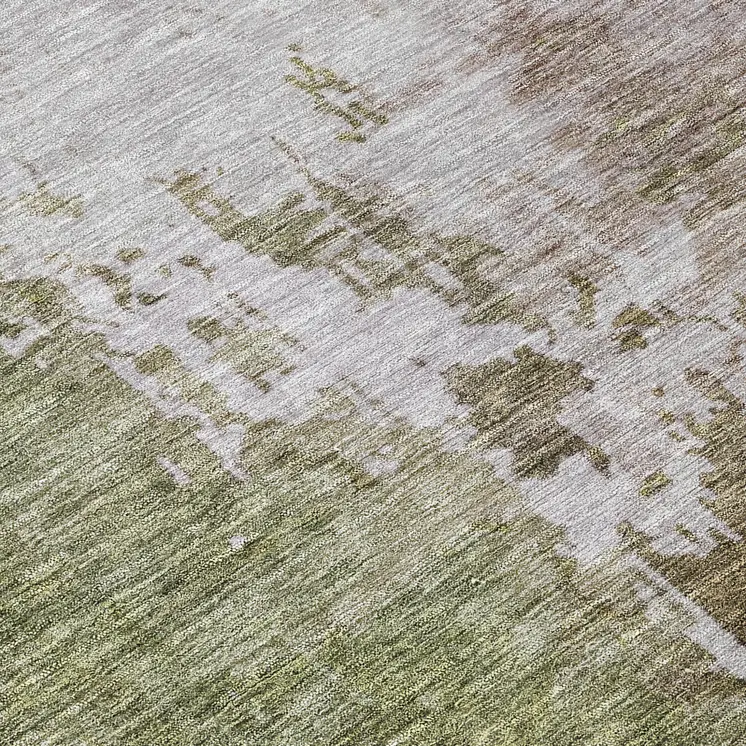 8' Brown And Green Round Abstract Washable Indoor Outdoor Area Rug