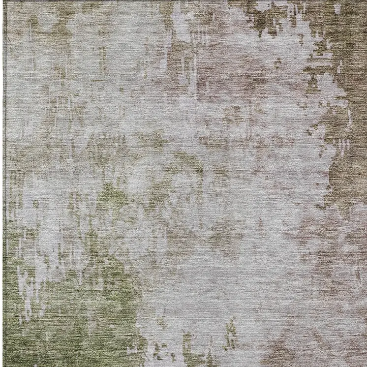 8' X 10' Brown And Green Abstract Washable Indoor Outdoor Area Rug