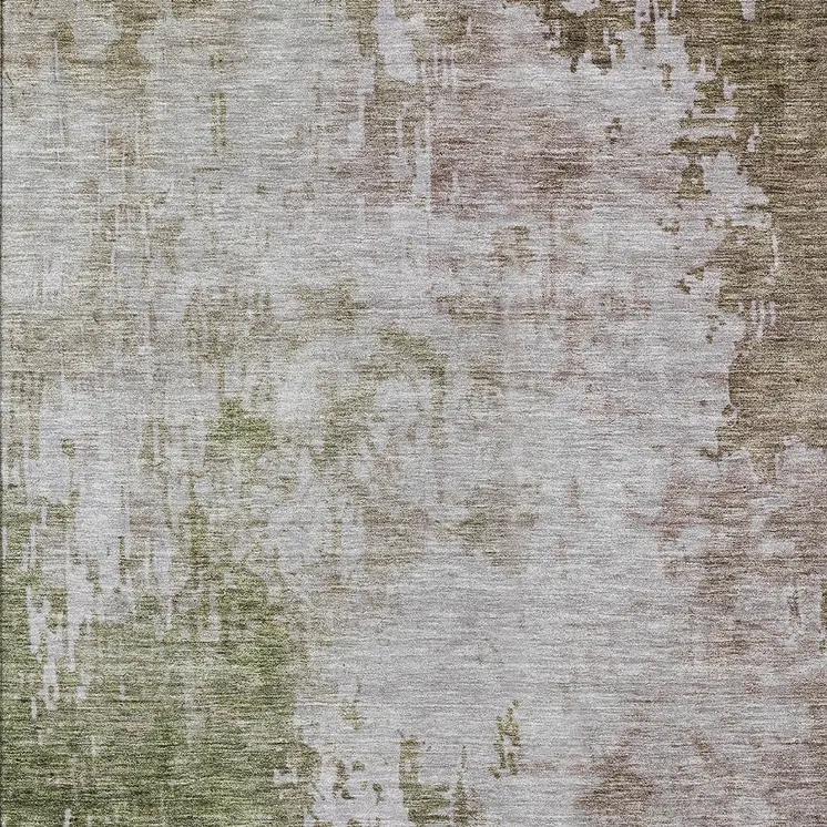 10' X 14' Brown And Green Abstract Washable Indoor Outdoor Area Rug