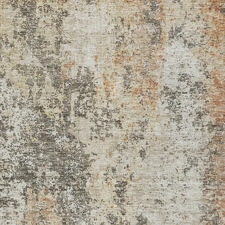 10' X 14' Terra Cotta Beige And Dark Gray Abstract Washable Indoor Outdoor Area Rug