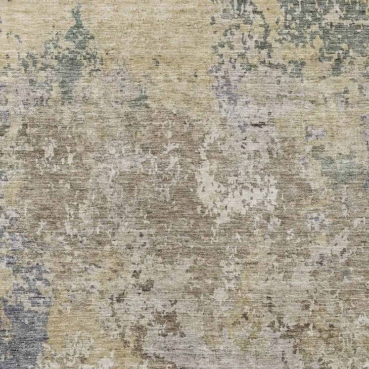 3' X 5' Beige And Brown Abstract Washable Indoor Outdoor Area Rug