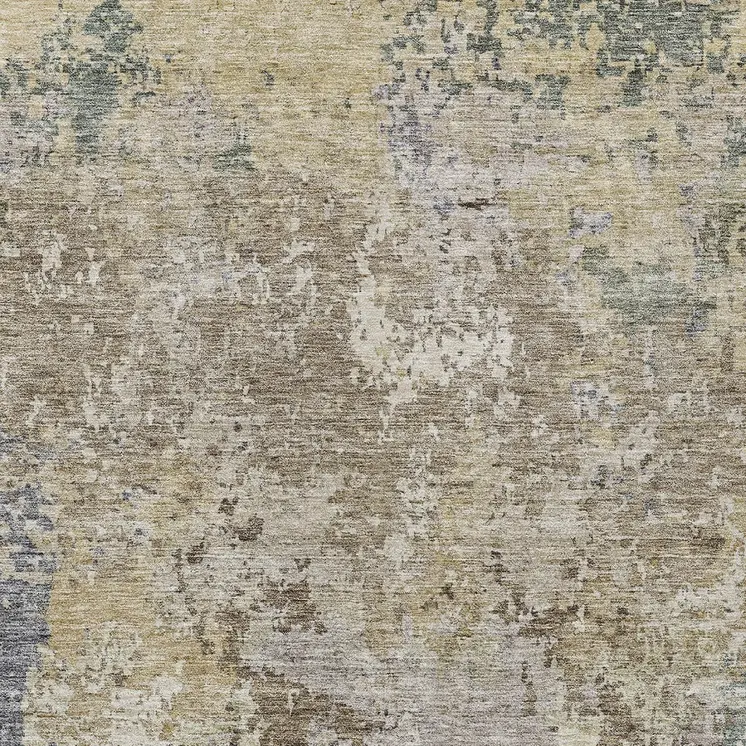 5' X 8' Beige And Brown Abstract Washable Indoor Outdoor Area Rug