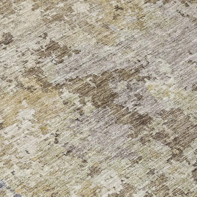 8' Beige And Brown Round Abstract Washable Indoor Outdoor Area Rug