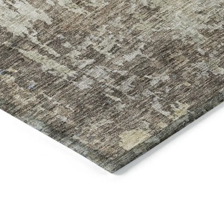 8' X 10' Beige And Brown Abstract Washable Indoor Outdoor Area Rug