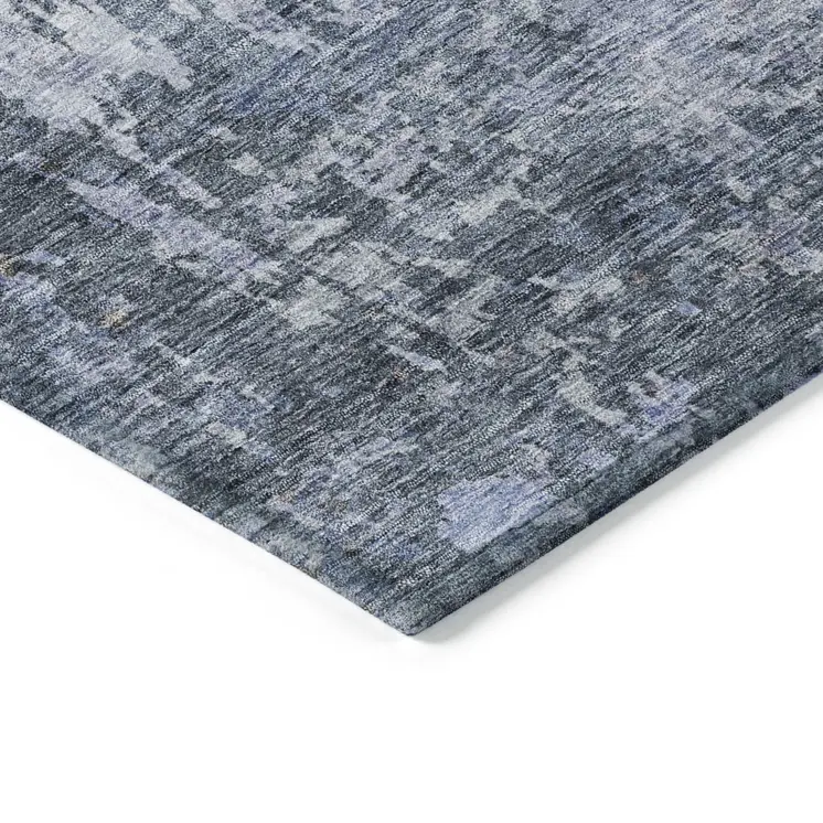 8' X 10' Blue And Dark Gray Abstract Washable Indoor Outdoor Area Rug