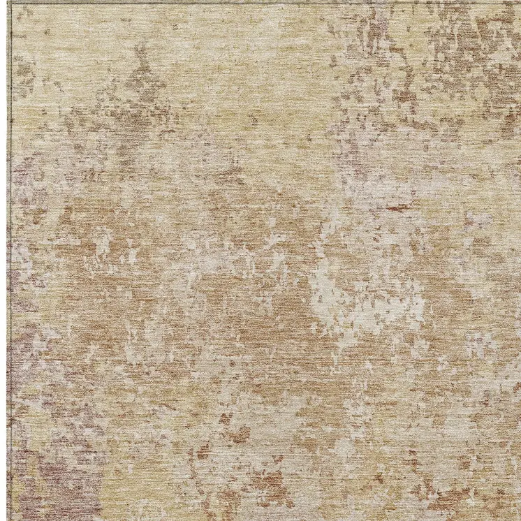 5' X 8' Copper And Beige Abstract Washable Indoor Outdoor Area Rug