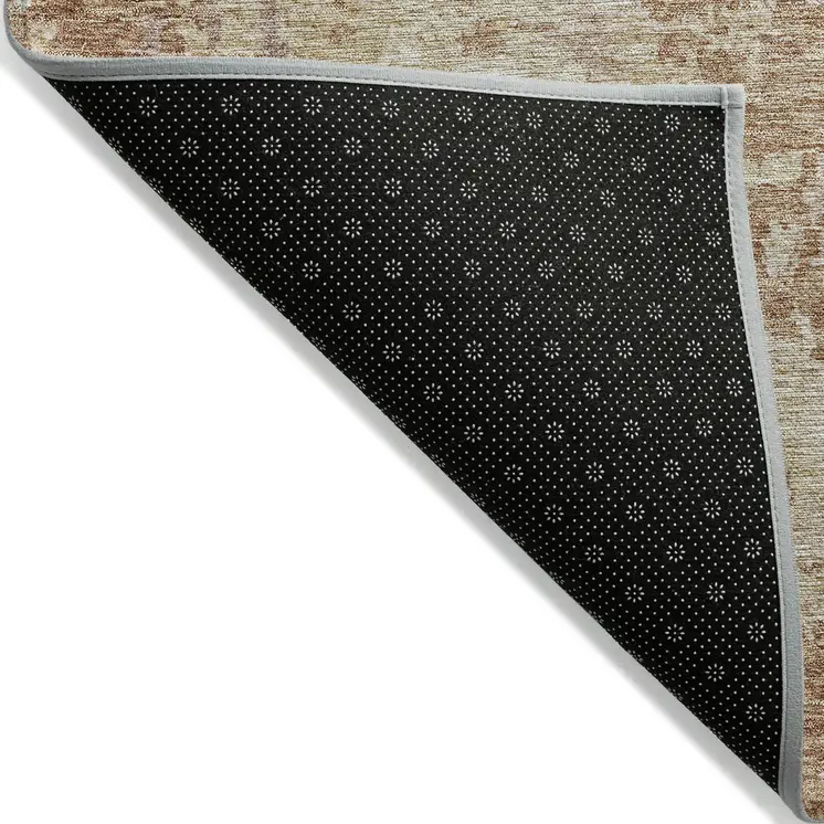 10' X 14' Copper And Beige Abstract Washable Indoor Outdoor Area Rug