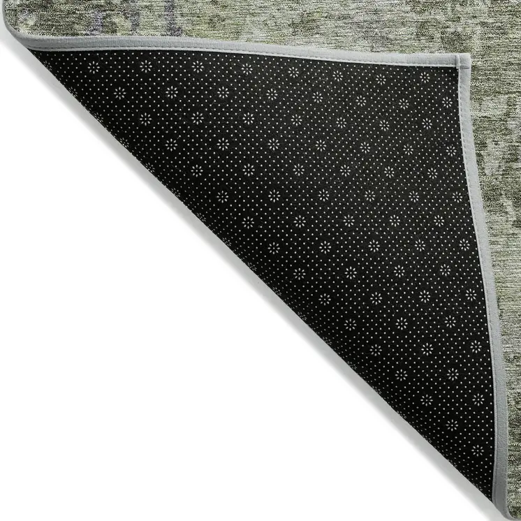 3' X 5' Green And Gray Abstract Washable Indoor Outdoor Area Rug