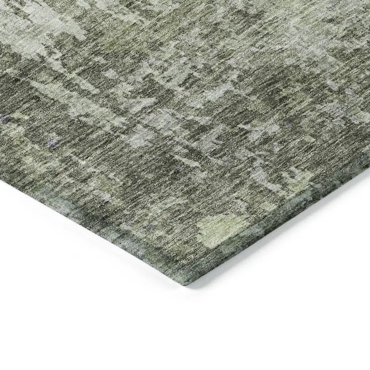3' X 5' Green And Gray Abstract Washable Indoor Outdoor Area Rug