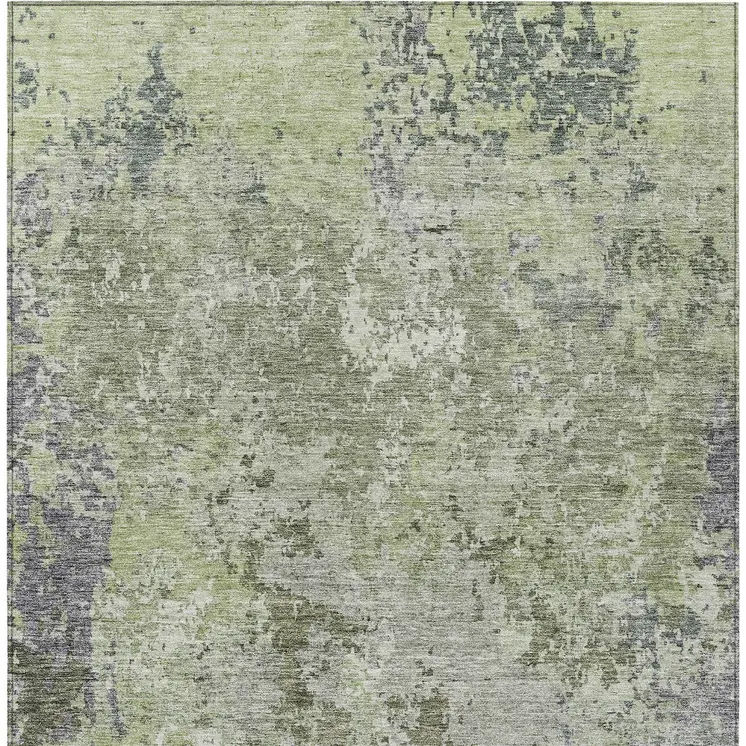 5' X 8' Green And Gray Abstract Washable Indoor Outdoor Area Rug