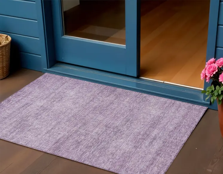 5' X 8' Lavender And Purple Abstract Washable Indoor Outdoor Area Rug