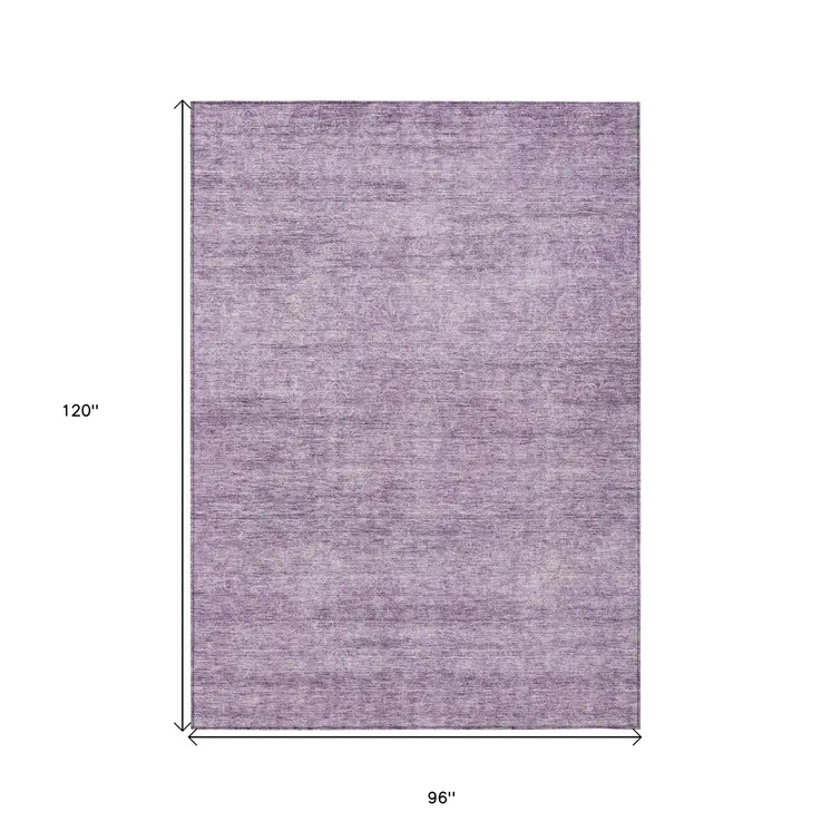 8' X 10' Lavender And Purple Abstract Washable Indoor Outdoor Area Rug
