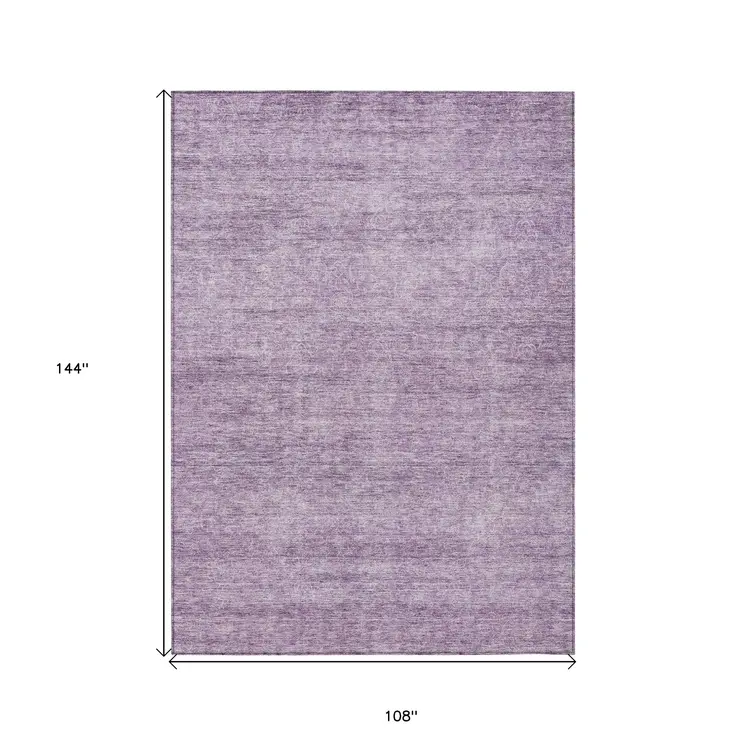 9' X 12' Lavender And Purple Abstract Washable Indoor Outdoor Area Rug