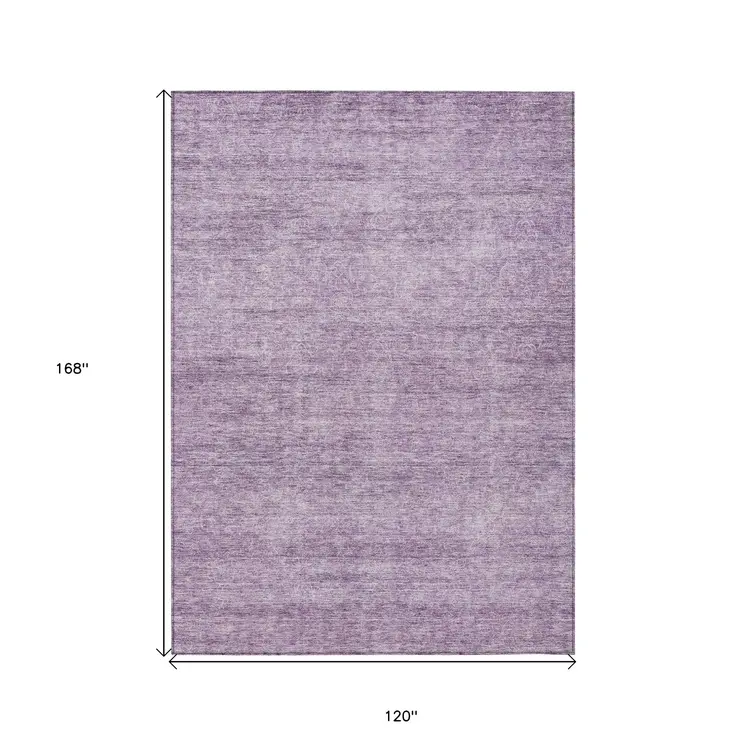 10' X 14' Lavender And Purple Abstract Washable Indoor Outdoor Area Rug