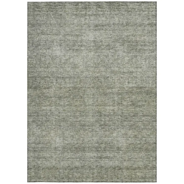 5' X 8' Sage And Ivory Abstract Washable Indoor Outdoor Area Rug