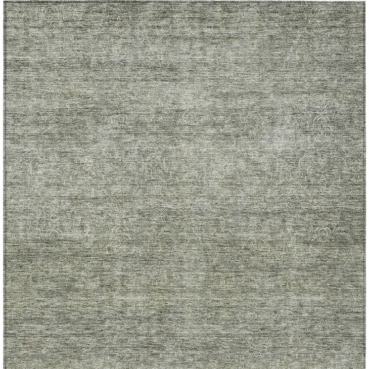 9' X 12' Sage And Ivory Abstract Washable Indoor Outdoor Area Rug