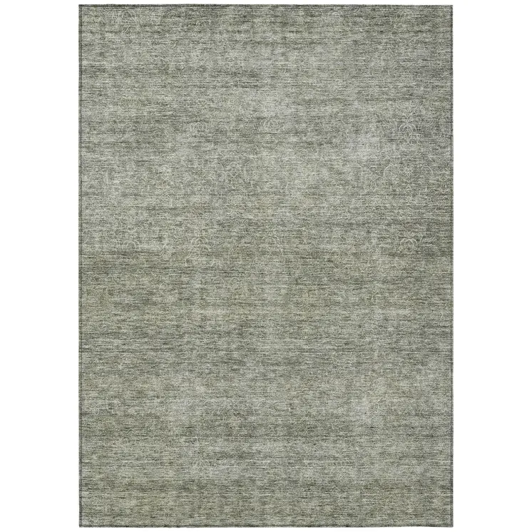 9' X 12' Sage And Ivory Abstract Washable Indoor Outdoor Area Rug