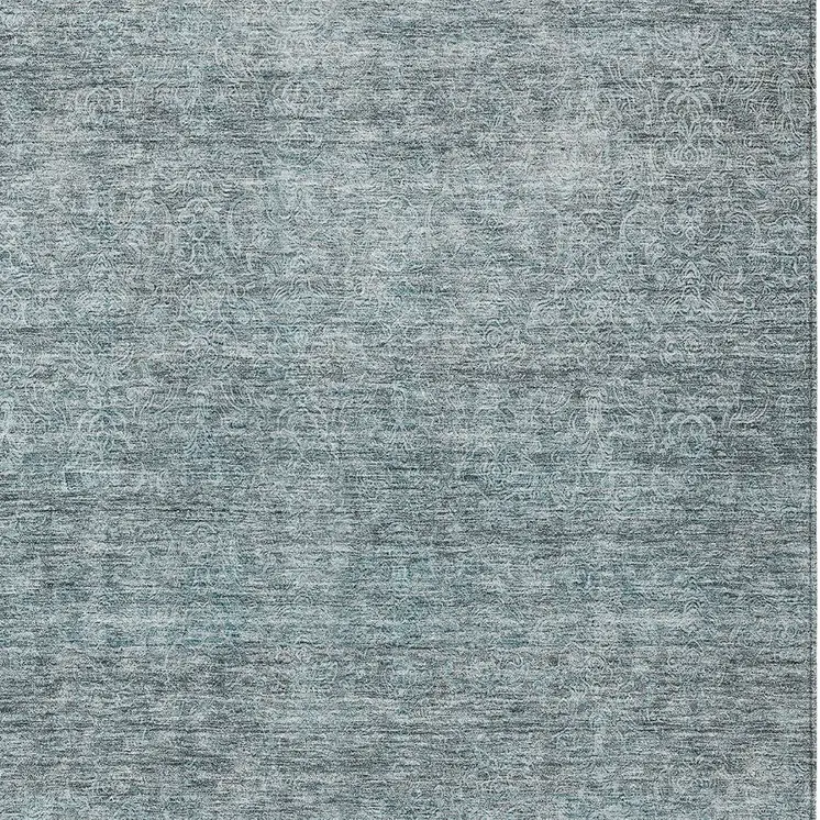 5' X 8' Blue And Ivory Abstract Washable Indoor Outdoor Area Rug