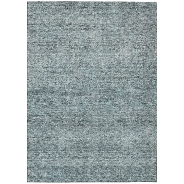 9' X 12' Blue And Ivory Abstract Washable Indoor Outdoor Area Rug