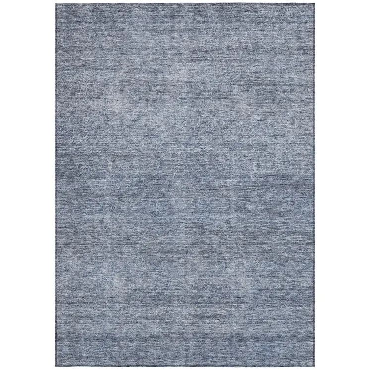 3' X 5' Sky Blue And Ivory Abstract Washable Indoor Outdoor Area Rug