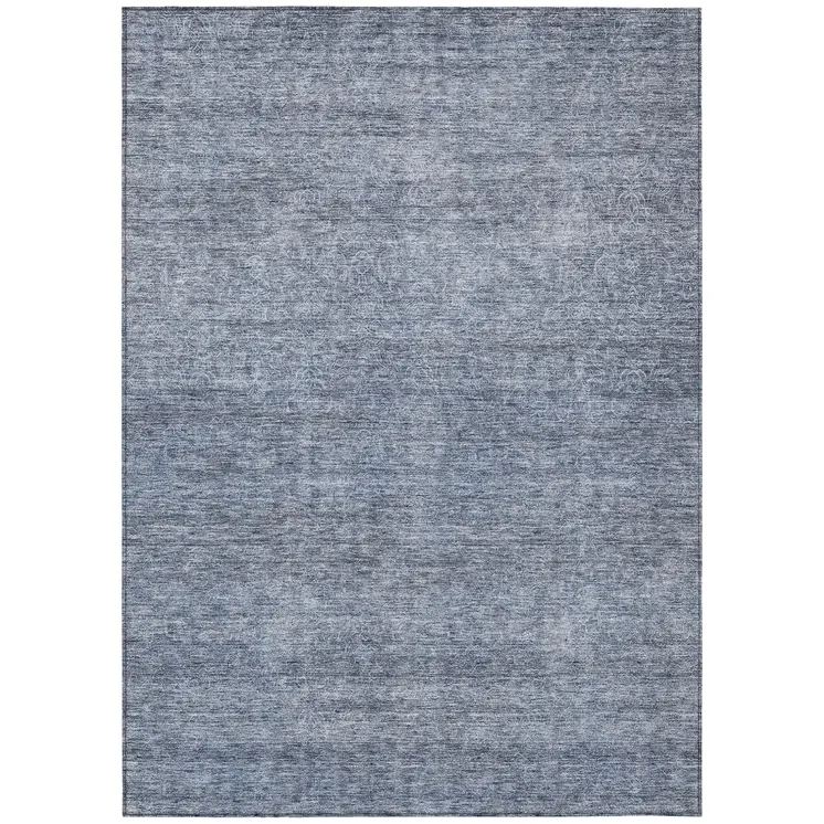 3' X 5' Sky Blue And Ivory Abstract Washable Indoor Outdoor Area Rug
