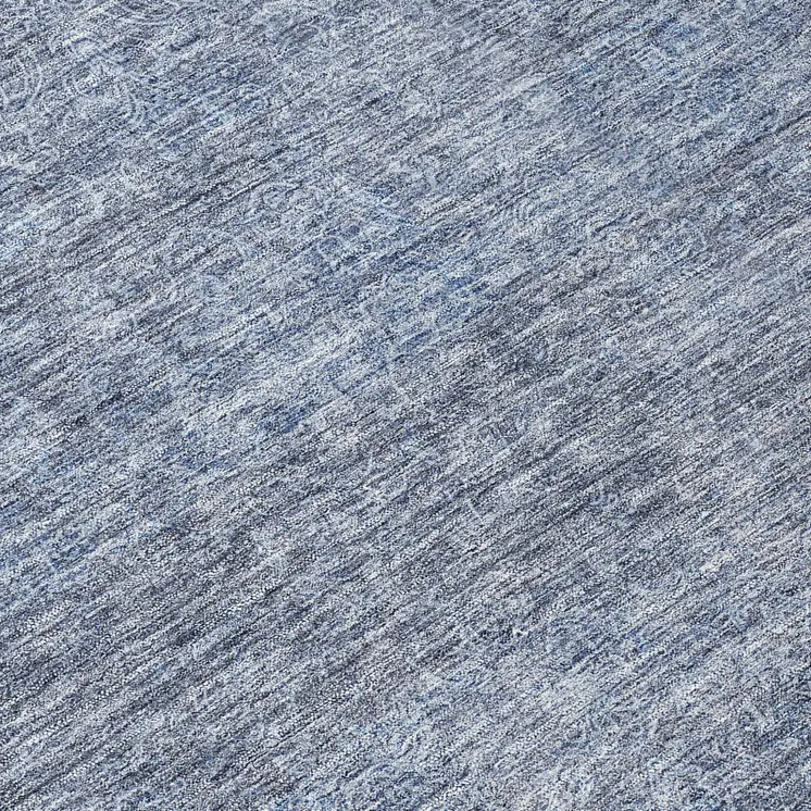 8' Sky Blue And Ivory Round Abstract Washable Indoor Outdoor Area Rug