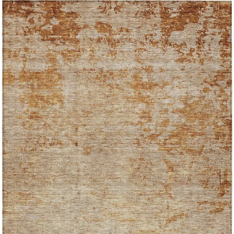 3' X 5' Copper And Terra Cotta Abstract Washable Indoor Outdoor Area Rug