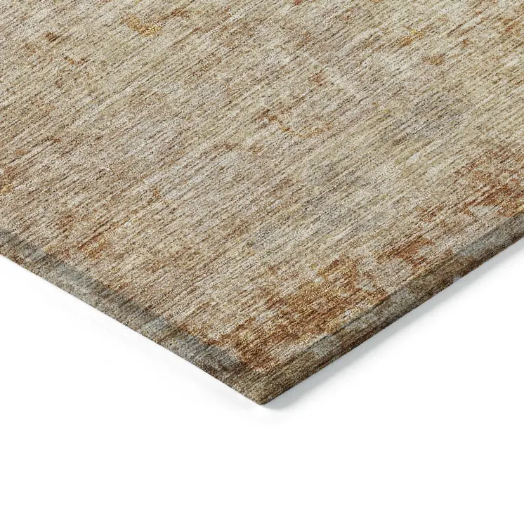 3' X 5' Copper And Terra Cotta Abstract Washable Indoor Outdoor Area Rug