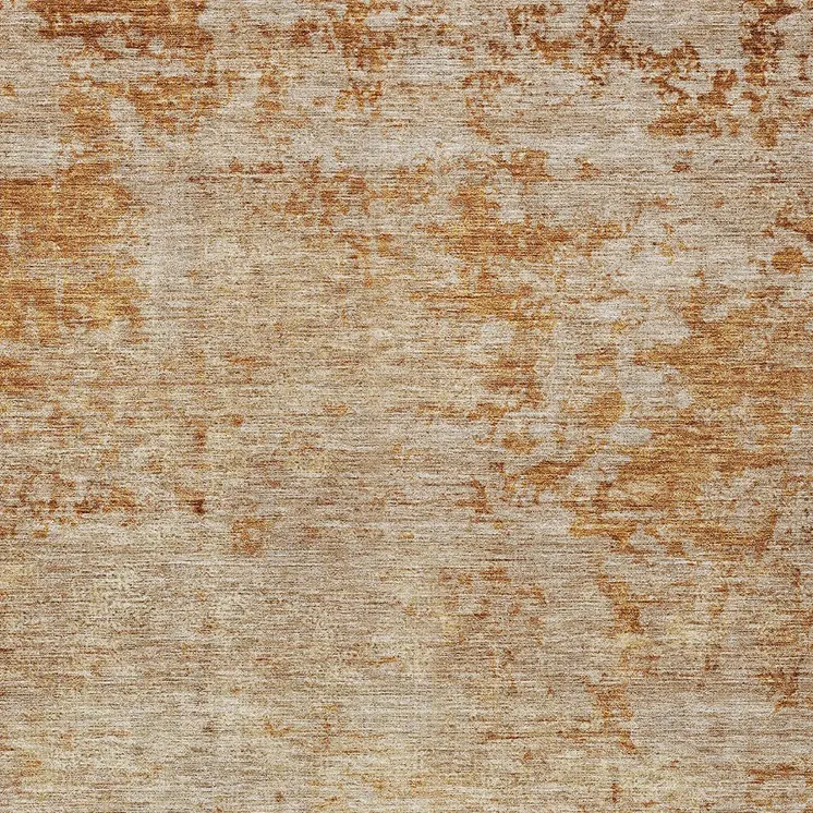 5' X 8' Copper And Terra Cotta Abstract Washable Indoor Outdoor Area Rug