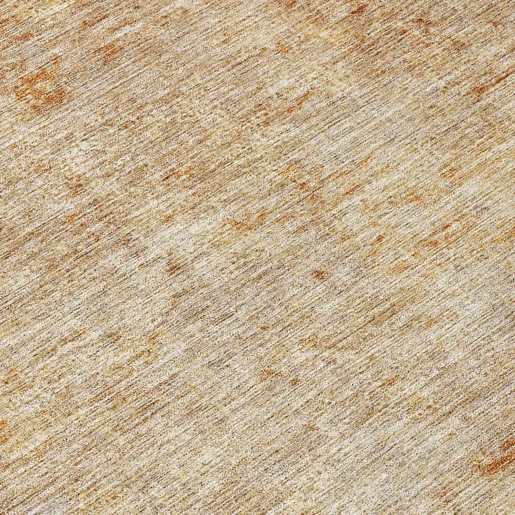 8' Copper And Terra Cotta Round Abstract Washable Indoor Outdoor Area Rug